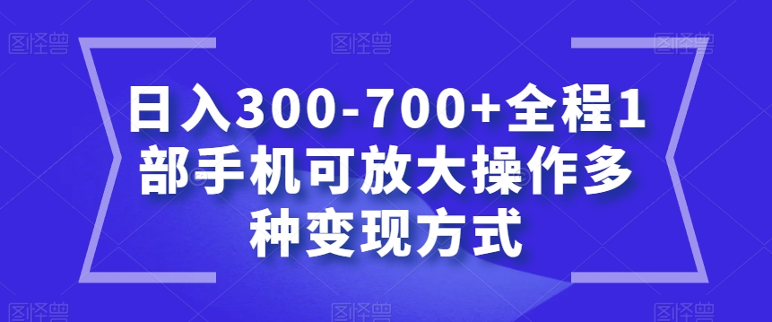 日入300-700+全程1部手机可放大操作多种变现方式【揭秘】-火山资源库