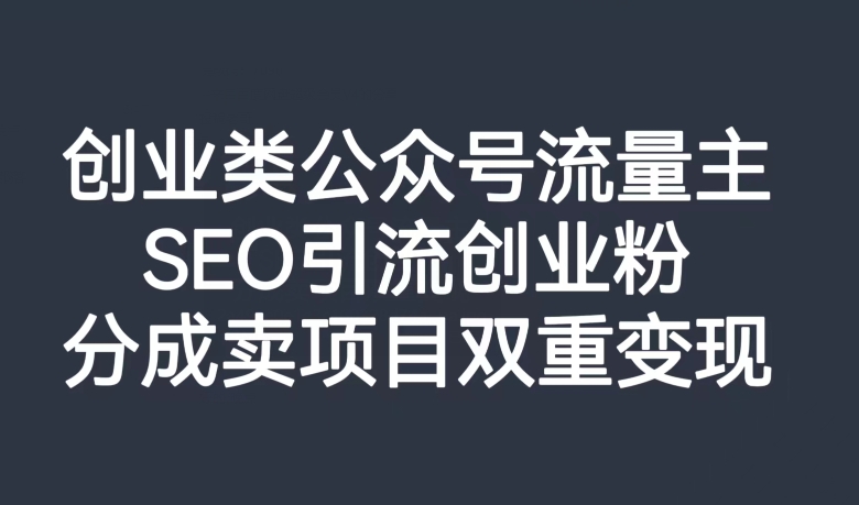 创业类公众号流量主，SEO引流创业粉，分成卖项目双重变现【揭秘】-火山资源库