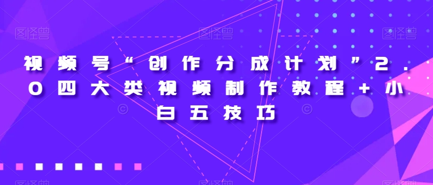 视频号“创作分成计划”2.0四大类视频制作教程+小白五技巧【揭秘】-火山资源库