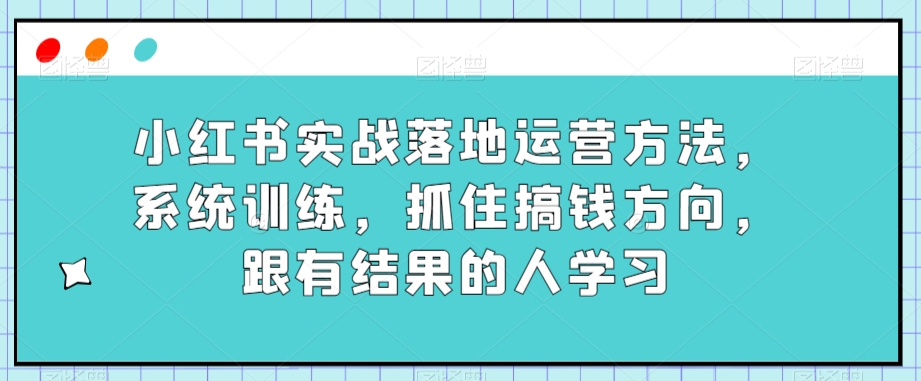 小红书实战落地运营方法，系统训练，抓住搞钱方向，跟有结果的人学习-火山资源库