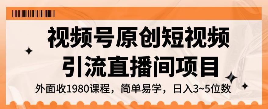 视频号原创短视频引流直播间项目，日入3~5五位数【揭秘】-火山资源库