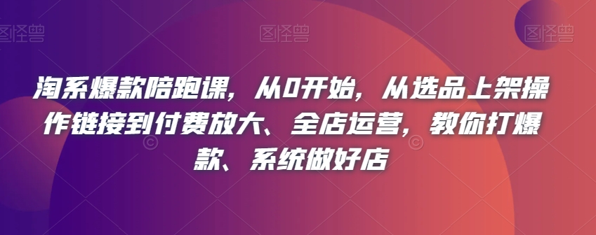淘系爆款陪跑课，从0开始，从选品上架操作链接到付费放大、全店运营，教你打爆款、系统做好店-火山资源库