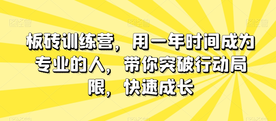 板砖训练营，用一年时间成为专业的人，带你突破行动局限，快速成长-火山资源库
