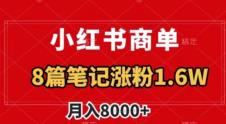 小红书商单最新玩法，8篇笔记涨粉1.6w，作品制作简单，月入8000+【揭秘】-火山资源库