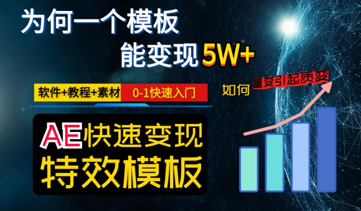 AE视频特效模板变现月入3-5W，0-1快速入门，软件+教程+素材-火山资源库
