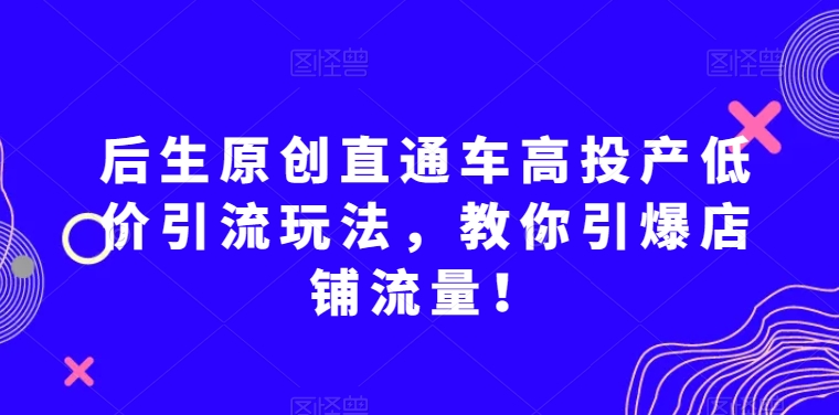 后生原创直通车高投产低价引流玩法，教你引爆店铺流量！-火山资源库