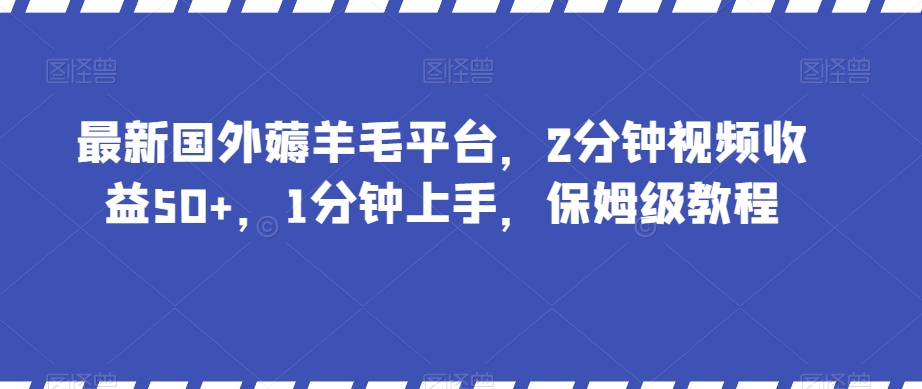 最新国外薅羊毛平台，2分钟视频收益50+，1分钟上手，保姆级教程【揭秘】-火山资源库