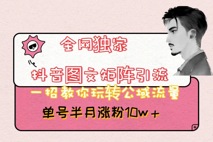 全网独家抖音图文矩阵引流，一招教你玩转公域流量，单号半月涨粉10w+【揭秘】-火山资源库