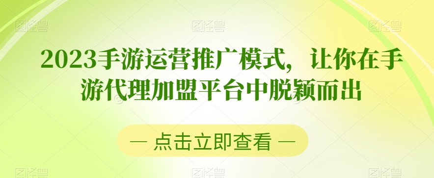 2023手游运营推广模式，让你在手游代理加盟平台中脱颖而出-火山资源库