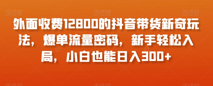 外面收费12800的抖音带货新奇玩法，爆单流量密码，新手轻松入局，小白也能日入300+【揭秘】-火山资源库