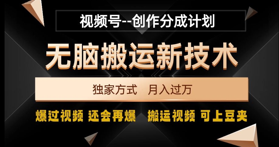 视频号无脑搬运新技术，破原创壕流量，独家方式，爆过视频，还会再爆【揭秘】-火山资源库