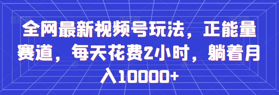 全网最新视频号玩法，正能量赛道，每天花费2小时，躺着月入10000+【揭秘】-火山资源库