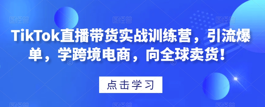 TikTok直播带货实战训练营，引流爆单，学跨境电商，向全球卖货！-火山资源库