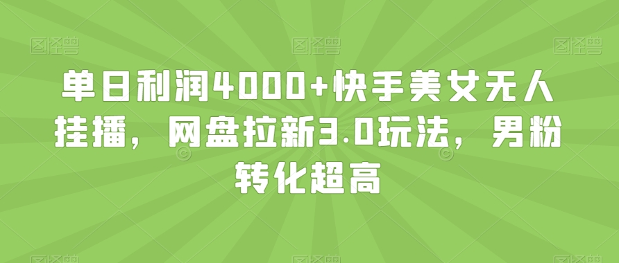 单日利润4000+快手美女无人挂播，网盘拉新3.0玩法，男粉转化超高【揭秘】-火山资源库