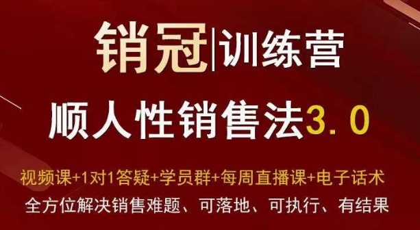 爆款！销冠训练营3.0之顺人性销售法，全方位解决销售难题、可落地、可执行、有结果-火山资源库