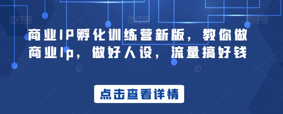 商业IP孵化训练营新版，教你做商业Ip，做好人设，流量搞好钱-火山资源库