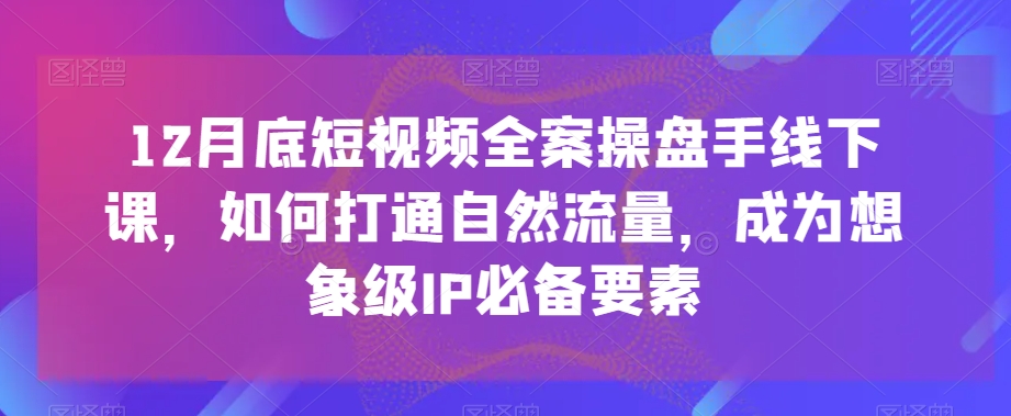 12月底短视频全案操盘手线下课，如何打通自然流量，成为想象级IP必备要素-火山资源库