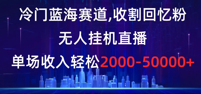 冷门蓝海赛道，收割回忆粉，无人挂机直播，单场收入轻松2000-5w+【揭秘】-火山资源库