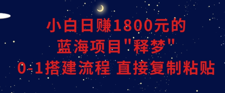 小白能日赚1800元的蓝海项目”释梦”0-1搭建流程可直接复制粘贴长期做【揭秘】-火山资源库