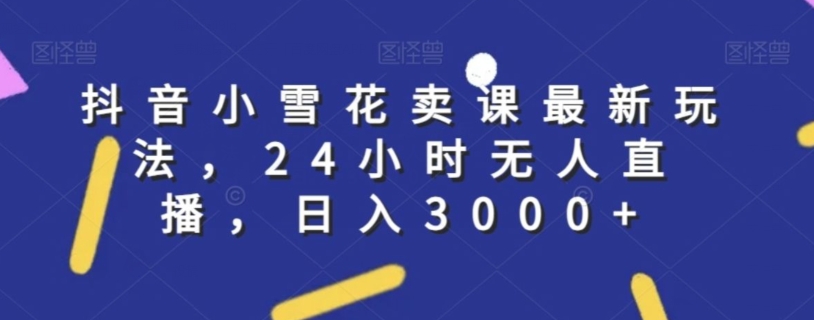 抖音小雪花卖课最新玩法，24小时无人直播，日入3000+【揭秘】-火山资源库