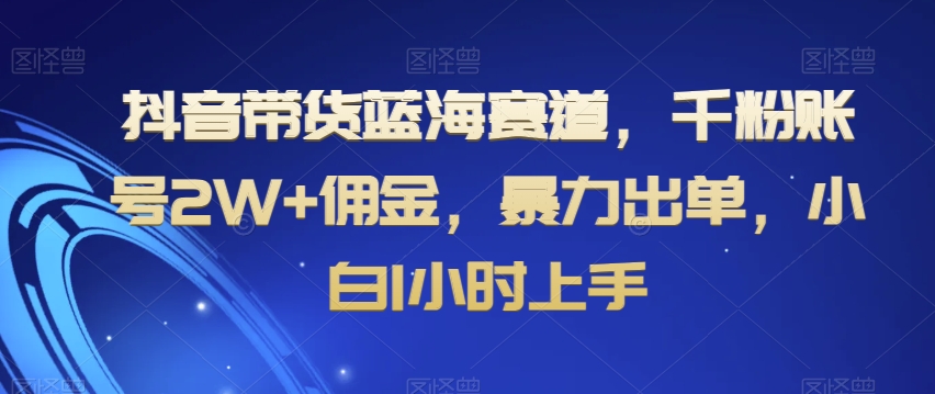 抖音带货蓝海赛道，千粉账号2W+佣金，暴力出单，小白1小时上手【揭秘】-火山资源库
