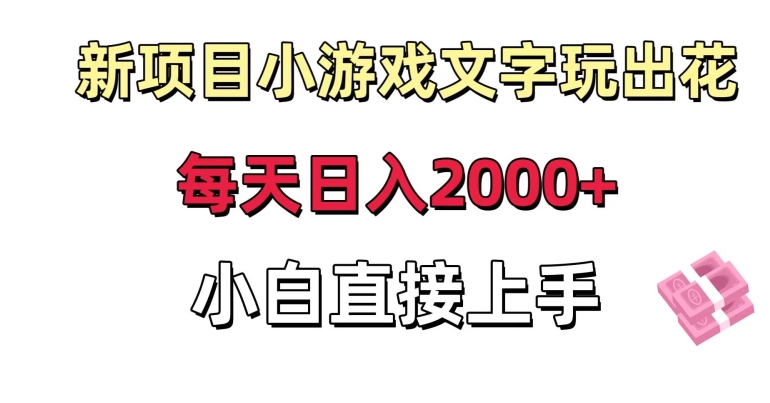 新项目小游戏文字玩出花日入2000+，每天只需一小时，小白直接上手【揭秘】-火山资源库