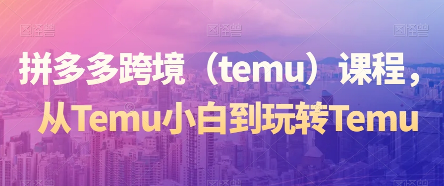拼多多跨境（temu）课程，从Temu小白到玩转Temu-火山资源库