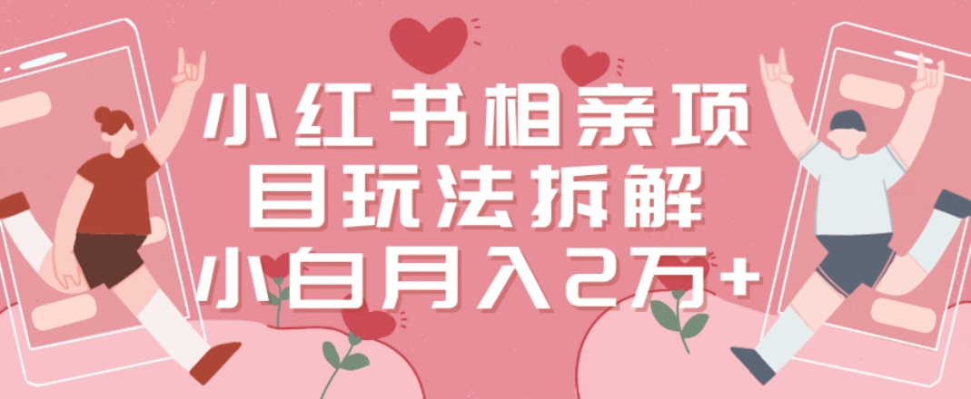 小红书相亲项目玩法拆解，有人通过这个副业项目做到了月收入2万多【揭秘】-火山资源库