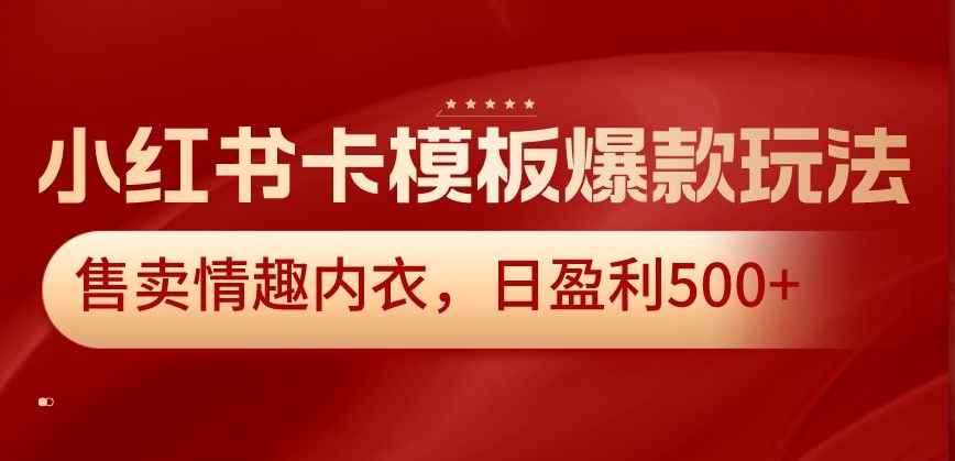 小红书卡模板爆款玩法，售卖情趣内衣，日盈利500+【揭秘】-火山资源库