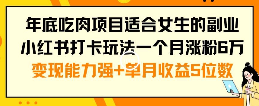 年底吃肉项目适合女生的副业小红书打卡玩法一个月涨粉6万+变现能力强+单月收益5位数【揭秘】-火山资源库