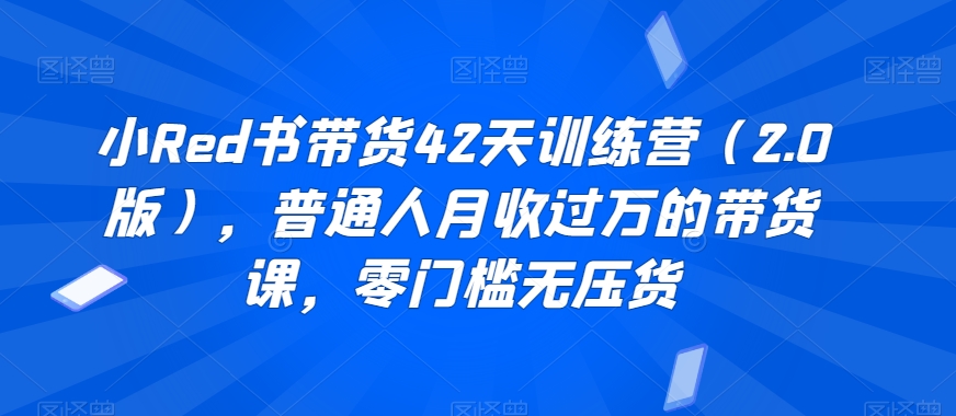 小Red书带货42天训练营（2.0版），普通人月收过万的带货课，零门槛无压货-火山资源库