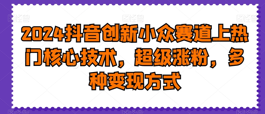 2024抖音创新小众赛道上热门核心技术，超级涨粉，多种变现方式【揭秘】-火山资源库