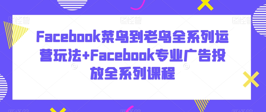 Facebook菜鸟到老鸟全系列运营玩法+Facebook专业广告投放全系列课程-火山资源库