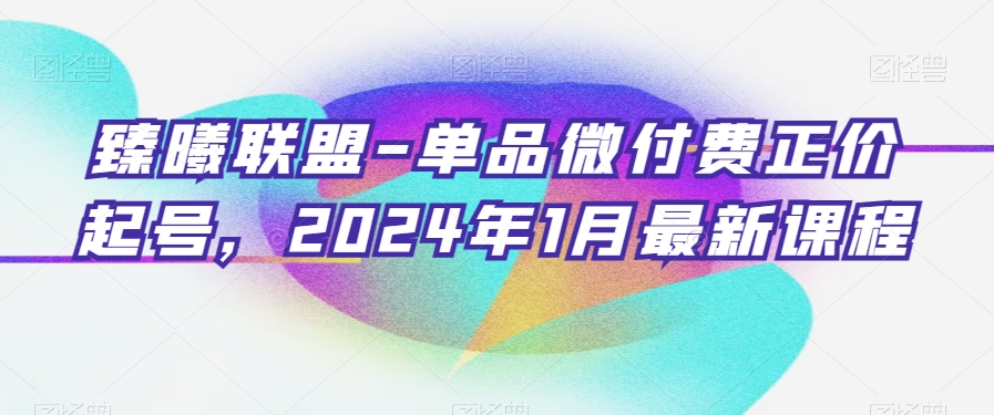 臻曦联盟-单品微付费正价起号，2024年1月最新课程-火山资源库