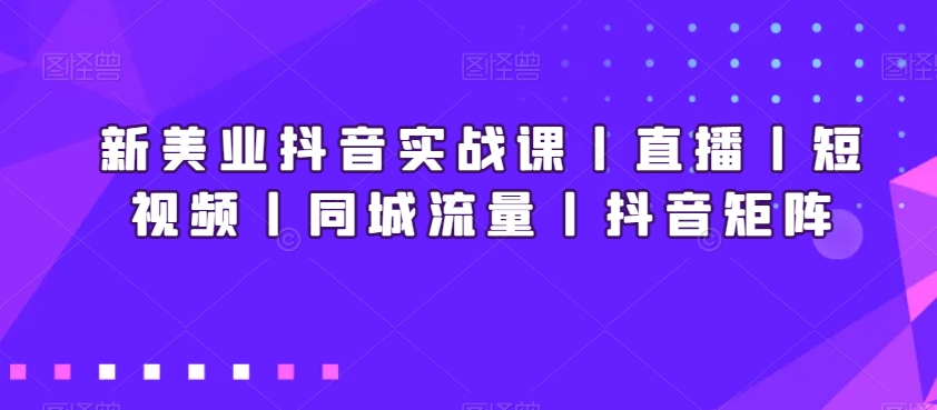 新美业抖音实战课丨直播丨短视频丨同城流量丨抖音矩阵-火山资源库