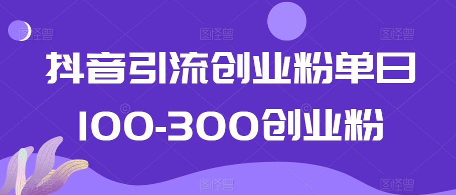 抖音引流创业粉单日100-300创业粉【揭秘】-火山资源库