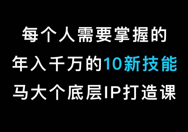 马大个的IP底层逻辑课，​每个人需要掌握的年入千万的10新技能，约会底层IP打造方法！-火山资源库