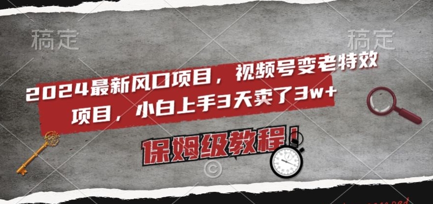 2024最新风口项目，视频号变老特效项目，电脑小白上手3天卖了3w+，保姆级教程【揭秘】-火山资源库