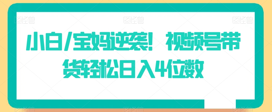 小白/宝妈逆袭！视频号带货轻松日入4位数【揭秘】-火山资源库