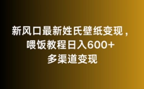 新风口最新姓氏壁纸变现，喂饭教程日入600+【揭秘】-火山资源库