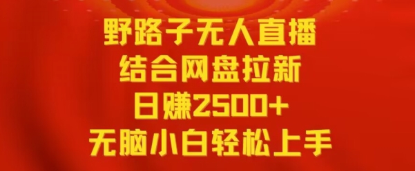 野路子无人直播结合网盘拉新，日赚2500+，小白无脑轻松上手【揭秘】-火山资源库