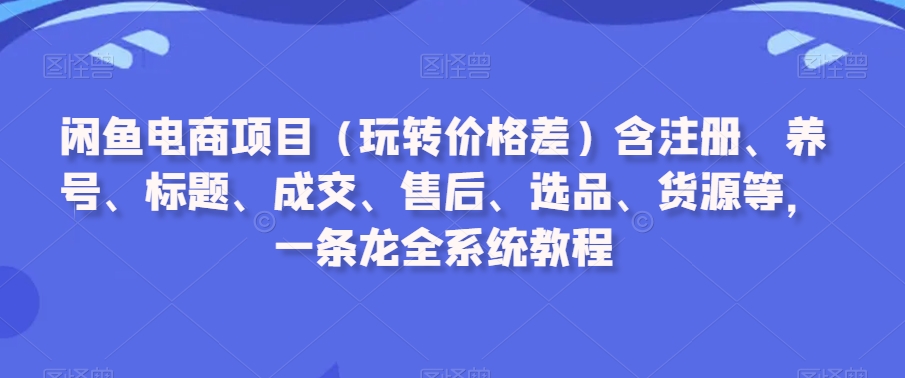 闲鱼电商项目（玩转价格差）含注册、养号、标题、成交、售后、选品、货源等，一条龙全系统教程-火山资源库
