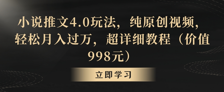 小说推文4.0玩法，纯原创视频，轻松月入过万，超详细教程（价值998元）【揭秘】-火山资源库