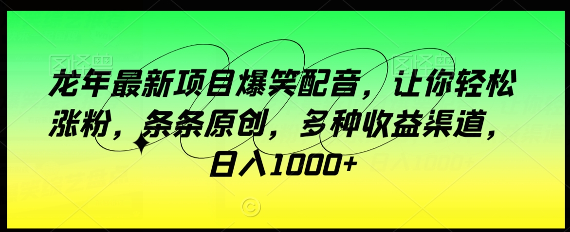 龙年最新项目爆笑配音，让你轻松涨粉，条条原创，多种收益渠道，日入1000+【揭秘】-火山资源库