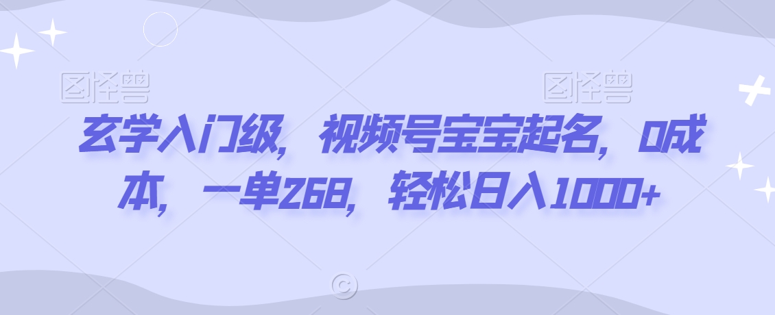 玄学入门级，视频号宝宝起名，0成本，一单268，轻松日入1000+【揭秘】-火山资源库