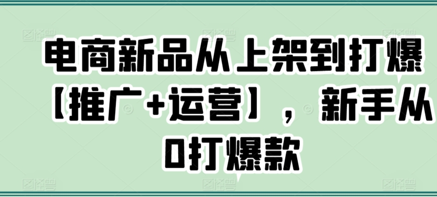 电商新品从上架到打爆【推广+运营】，新手从0打爆款-火山资源库