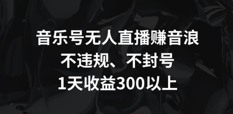 音乐号无人直播赚音浪，不违规、不封号，1天收益300+【揭秘】-火山资源库