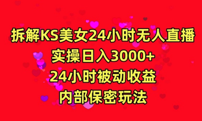 利用快手24小时无人美女直播，实操日入3000，24小时被动收益，内部保密玩法【揭秘】-火山资源库