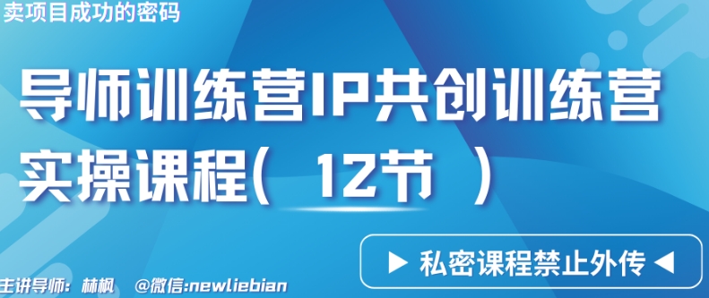 导师训练营3.0IP共创训练营私密实操课程（12节）-卖项目的密码成功秘诀【揭秘】-火山资源库