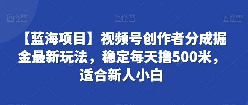【蓝海项目】视频号创作者分成掘金最新玩法，稳定每天撸500米，适合新人小白【揭秘】-火山资源库